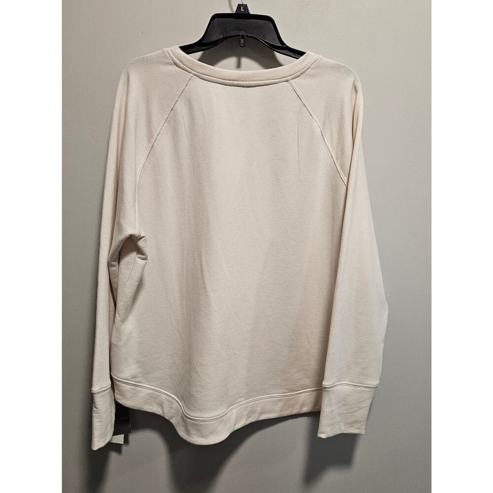NWT Women's Eddie Bauer Crew Neck Sweatshirt LS Cream Super Soft Size XL - Picture 2 of 10